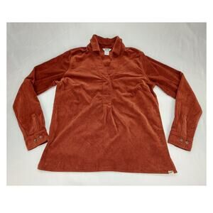 Duluth Trading Co Corduroy Rust Popover Womens Long Sleeve Shirt V Neck S